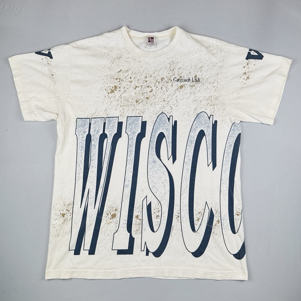 Vintage 90s Wisconsin All Over Print USA Made T Shirt XL Art Unlimited